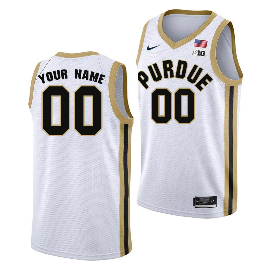 Custom Purdue Boilermakers Name And Number College Basketball Jerseys Stitched-White - Click Image to Close
